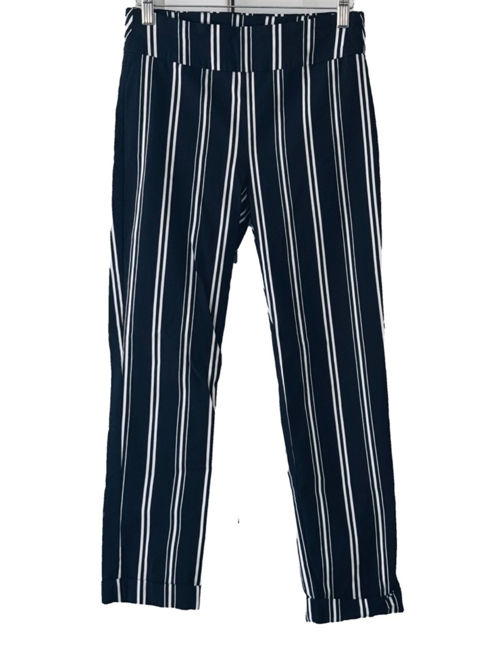 Tribal Stripe Cropped Pants Black and White
